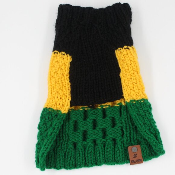 Custom Handmade Hand Knit Acrylic X-Small Dog Sweater Jamaica Country Flag - Picture 3 of 3